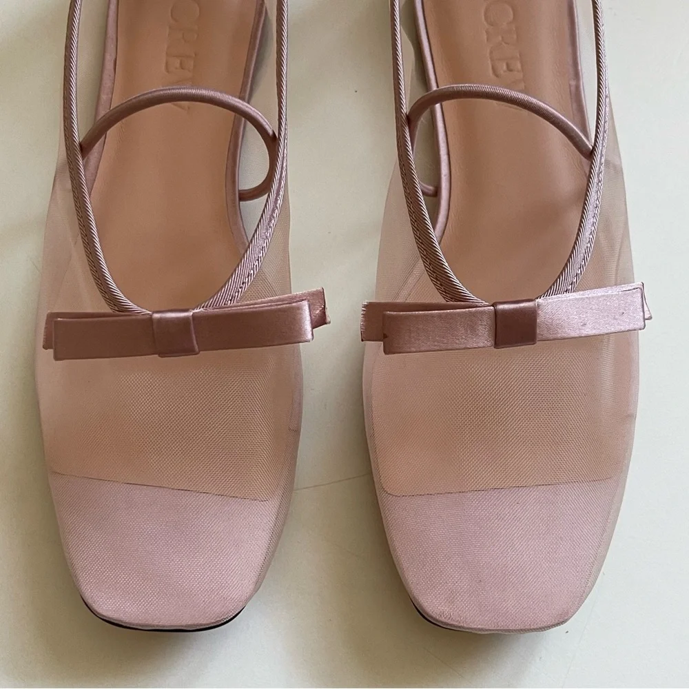 J. Crew Pink Mesh Ballet Flats with Bow